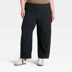 Women's Mid-Rise Barrel Leg Pull-On Pants - Universal Thread™ Black XXL